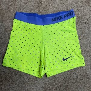 Nike Pro Spandex | Color: Neon Yellow/Purple | Size M